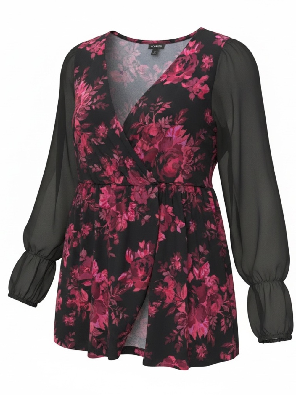 Torrid Black Top with Pink Floral Print size 0